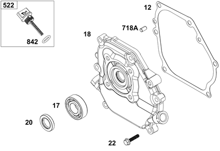 Crankcase Cover/Sump Group Diagram and Parts List for 10U232-0023-J1 100000 - 19Z999 Briggs and Stratton Engine